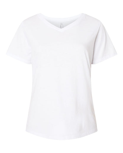 LAT Women's Curvy Collection Fine Jersey V-Neck Tee 3817 #color_Blended White