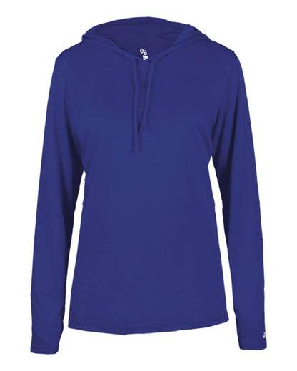 Badger Women's B-Core Long Sleeve Hooded T-Shirt 4165 #color_Royal