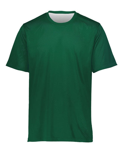 Augusta Sportswear Youth Short Sleeve Mesh Reversible Jersey 1603 #color_Dark Green/ White