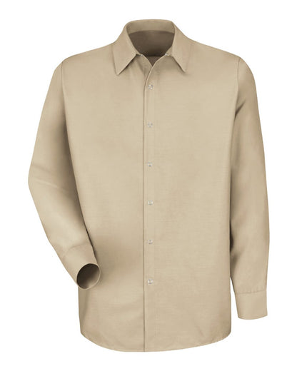 Red Kap Men's Tall Specialized Pocketless Long Sleeve Work Shirt SP16T #color_Light Tan