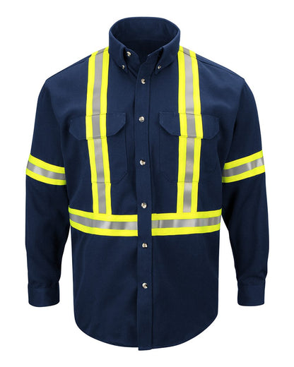 Bulwark Men's Dress Uniform Shirt with CSA reflective trim - EXCEL FR® ComforTouch SLUC #color_Navy