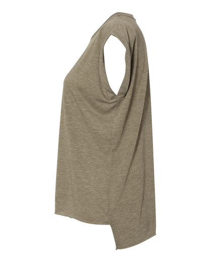 BELLA + CANVAS Women’s Flowy Rolled Cuffs Muscle Tee 8804 #color_Heather Olive