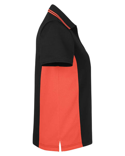 Harriton Women's Flash Snag Protection Plus IL Colorblock Polo M386W #color_Black/ Team Orange