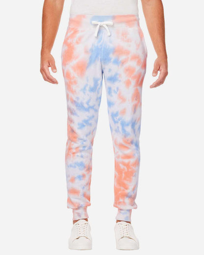 J. America Unisex Tie-Dyed Fleece Joggers 8884 #colormdl_Sunset Tie Dye