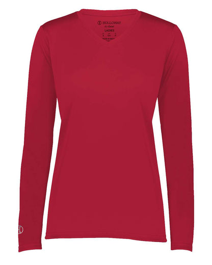 Holloway Women's Momentum Long Sleeve V-Neck T-Shirt 222824 #color_Scarlet