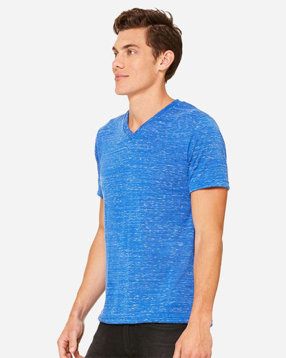 BELLA + CANVAS Unisex Textured Jersey V-Neck Tee 3655 #colormdl_True Royal Marble