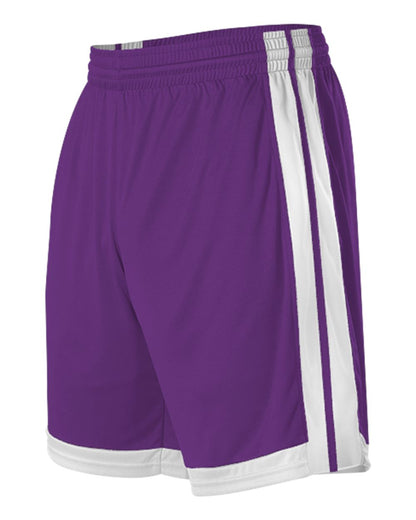 Alleson Athletic Single Ply Basketball Shorts 538P #color_Purple/ White