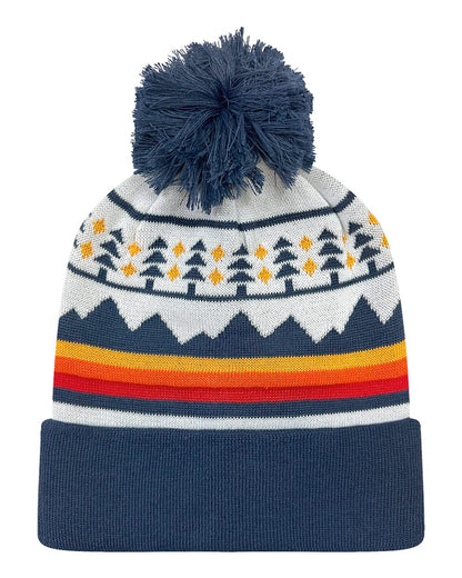 LOCALE Grand Recycled Beanie GRNDSR #color_Trees &amp; Peaks/ Navy