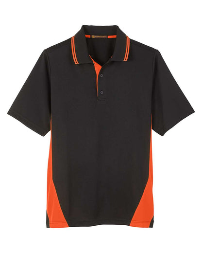 Harriton Men's Flash Snag Protection Plus IL Colorblock Polo M386 #color_Black/ Team Orange