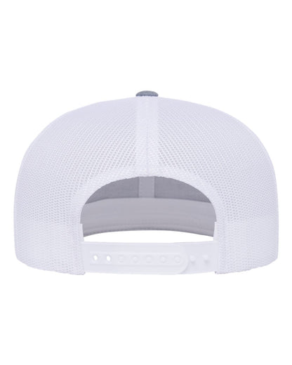 YP Classics Retro High Profile Trucker Cap 6609 #color_Heather Grey/ White