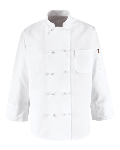 Chef Designs Ten Knot Button Chef Coat 0421 #color_White