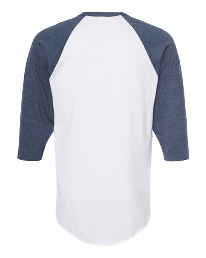 Tultex Fine Jersey Raglan T-Shirt 245 #color_White/ Heather Denim