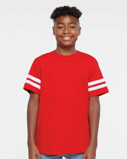 LAT Youth Football Fine Jersey Tee 6137 #colormdl_Vintage Red/ White