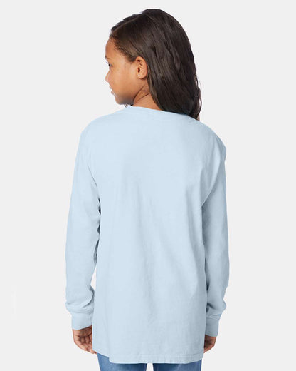 ComfortWash by Hanes Garment-Dyed Youth Long Sleeve T-Shirt GDH275 #colormdl_Soothing Blue
