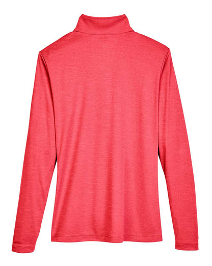 Team 365 Women's Zone Sonic Heather Performance Quarter-Zip Pullover TT31HW #color_Sport Red Heather