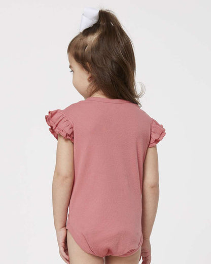 Rabbit Skins Infant Flutter Sleeve Baby Rib Bodysuit 4439 #colormdl_Mauvelous