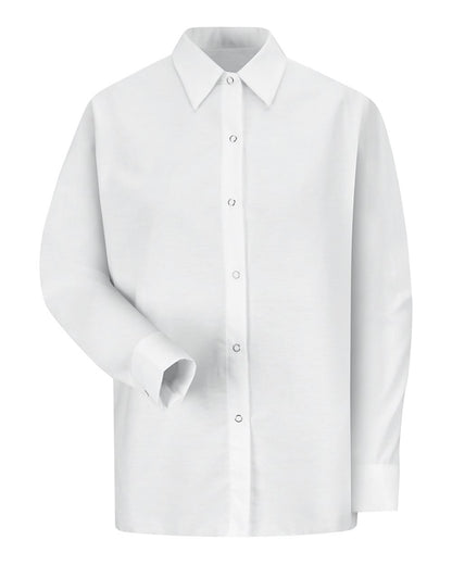 Red Kap Women's Long Sleeve Specialized Pocketless Poplin Work Shirt SP15 #color_White
