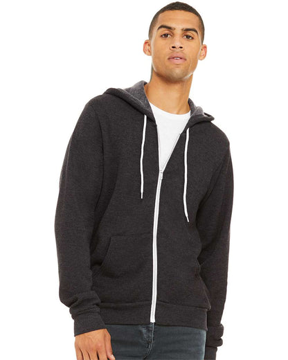 BELLA + CANVAS Unisex Sponge Fleece Full-Zip Hoodie Sweatshirt 3739 #colormdl_Dark Grey Heather