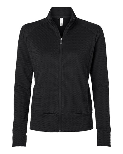 Adidas Women's Ultimate365 Textured Full-Zip Jacket A1007 #color_Black