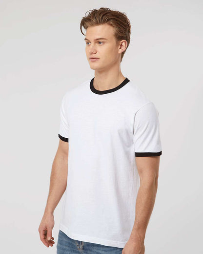 Tultex Fine Jersey Ringer T-Shirt 246 #colormdl_White/ Black