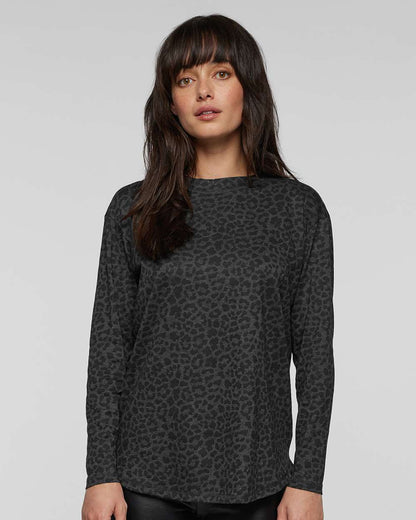 LAT Women's Fine Jersey Long Sleeve Tee 3508 #colormdl_Black Leopard