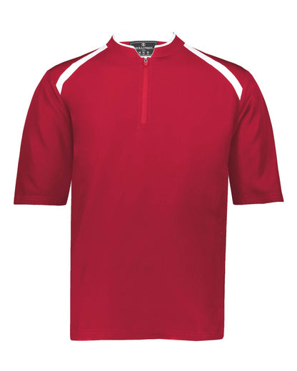 Holloway Men's Clubhouse Short Sleeve Quarter-Zip Pullover 229581 #color_Scarlet/ White