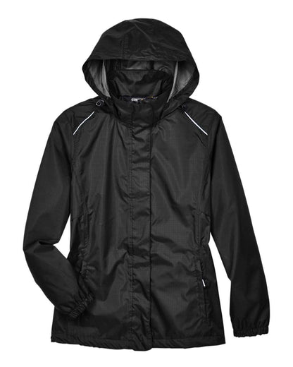 CORE365 Women's Climate Seam-Sealed Lightweight Variegated Ripstop Jacket 78185 #color_Black