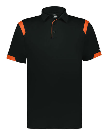Badger Men's On the Rise Polo 3350 #color_Black/ Burnt Orange