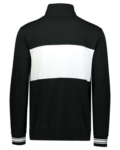 Holloway Men's All-American Fleece Colorblocked Quarter-Zip Sweatshirt 229565 #color_Black/ White