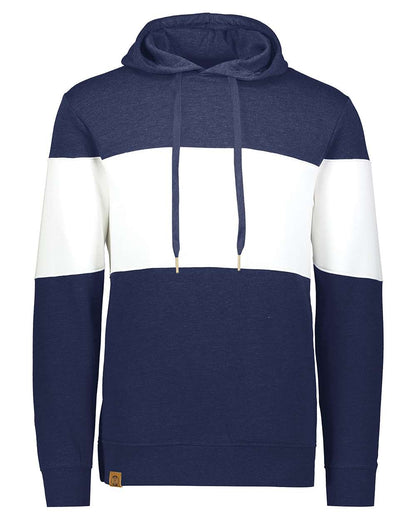 Holloway Men's All-American Fleece Colorblocked Hooded Sweatshirt 229563 #color_Navy Heather/ White