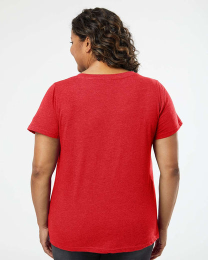 LAT Women's Curvy Collection Fine Jersey V-Neck Tee 3817 #colormdl_Vintage Red