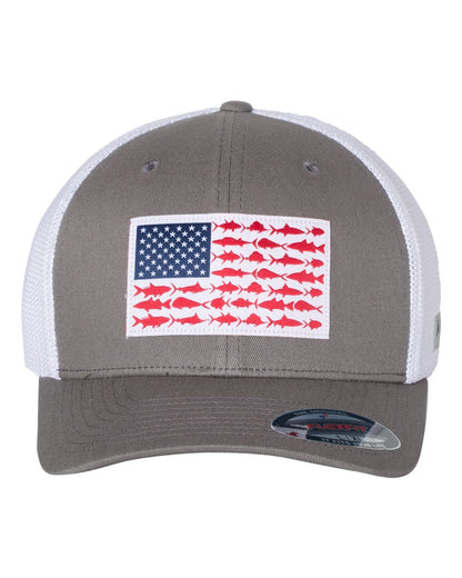 Columbia PFG Fish Flag Mesh™ Flexfit® Cap 183681 #color_Titanium/ Fish Flag