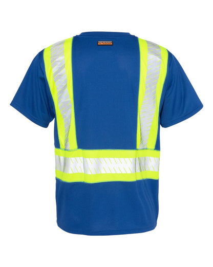 Kishigo Unisex EV Series® Enhanced Visibility Contrast Pocket T-Shirt B200-204 #color_Royal Blue/ Lime - B202