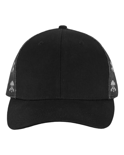 Kati Printed Mesh Trucker Cap S700M #color_Black/ Black/ Skull