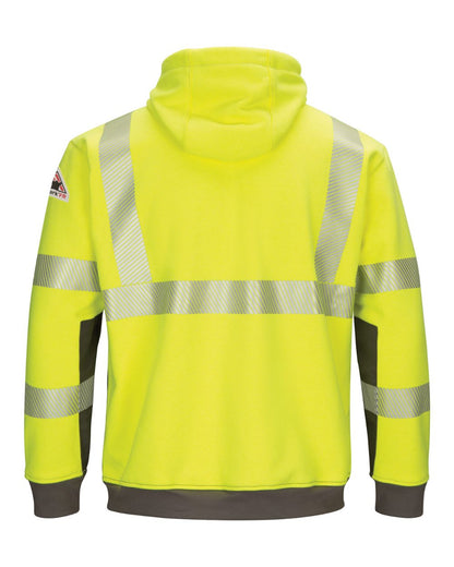 Bulwark Hi-Visibility Color-Blocked Pullover Hooded Fleece Sweatshirt SMB4 #color_Yellow/ Green