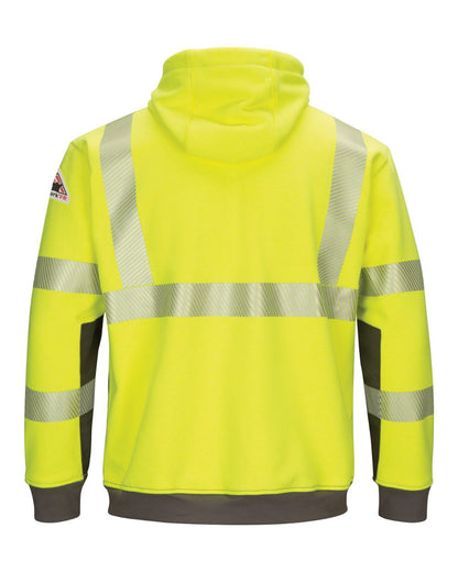 Bulwark Men's Tall Hi-Visibility Color-Blocked Hooded Sweatshirt SMB4T #color_Yellow/ Green