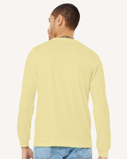 BELLA + CANVAS Heather CVC Long Sleeve Tee 3501CVC #colormdl_Heather French Vanilla