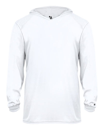 Badger Youth B-Core Long Sleeve Hooded T-Shirt 2105 #color_White