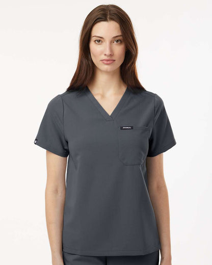 Jaanuu Women's Rhena Essential 1-Pocket Scrub V-Neck Top W10001 #colormdl_Carbon Grey