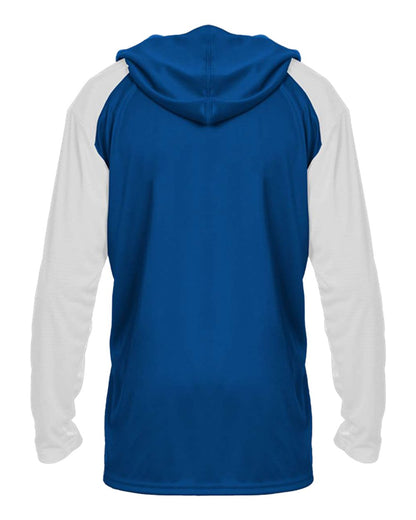 Badger Men's Breakout Hooded Long Sleeve T-Shirt 4235 #color_Royal/ White
