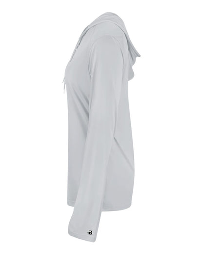 Badger Women's B-Core Long Sleeve Hooded T-Shirt 4165 #color_Silver