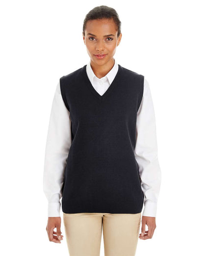 Harriton Women's Pilbloc™ V-Neck Sweater Vest M415W #colormdl_Black