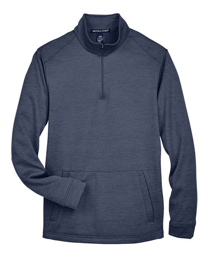 Devon & Jones Men's Newbury Mélange Fleece Quarter-Zip Pullover DG798 #color_Navy Heather