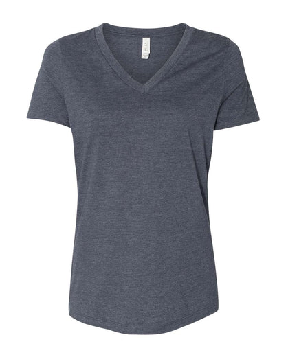 BELLA + CANVAS Women's Relaxed Heather CVC V-Neck Tee 6405CVC #color_Heather Navy