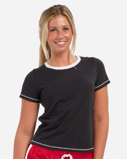 Boxercraft Women's Contrast Stitch Baby Tee BW2106 #colormdl_Black