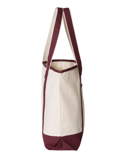 Q-Tees 34.6L Large Canvas Deluxe Tote Q1500 #color_Natural/ Maroon