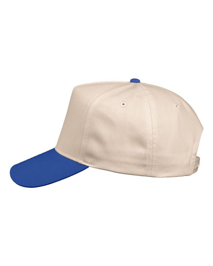 Valucap Five-Panel Twill Cap 8869 #color_Natural/ Royal