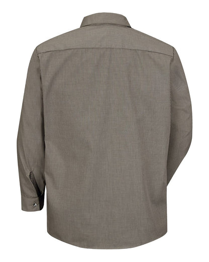 Red Kap Men's Premium Long Sleeve Work Shirt SP10 #color_KB-Khaki/ Black Microcheck