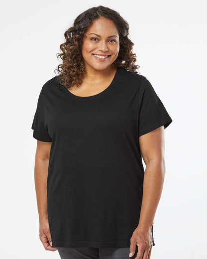 LAT Women's Curvy Collection Fine Jersey Tee 3816 #colormdl_Blended Black