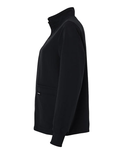 Jaanuu Women's Ceri Essential Full-Zip 6-Pocket Scrub Jacket W60001 #color_Black